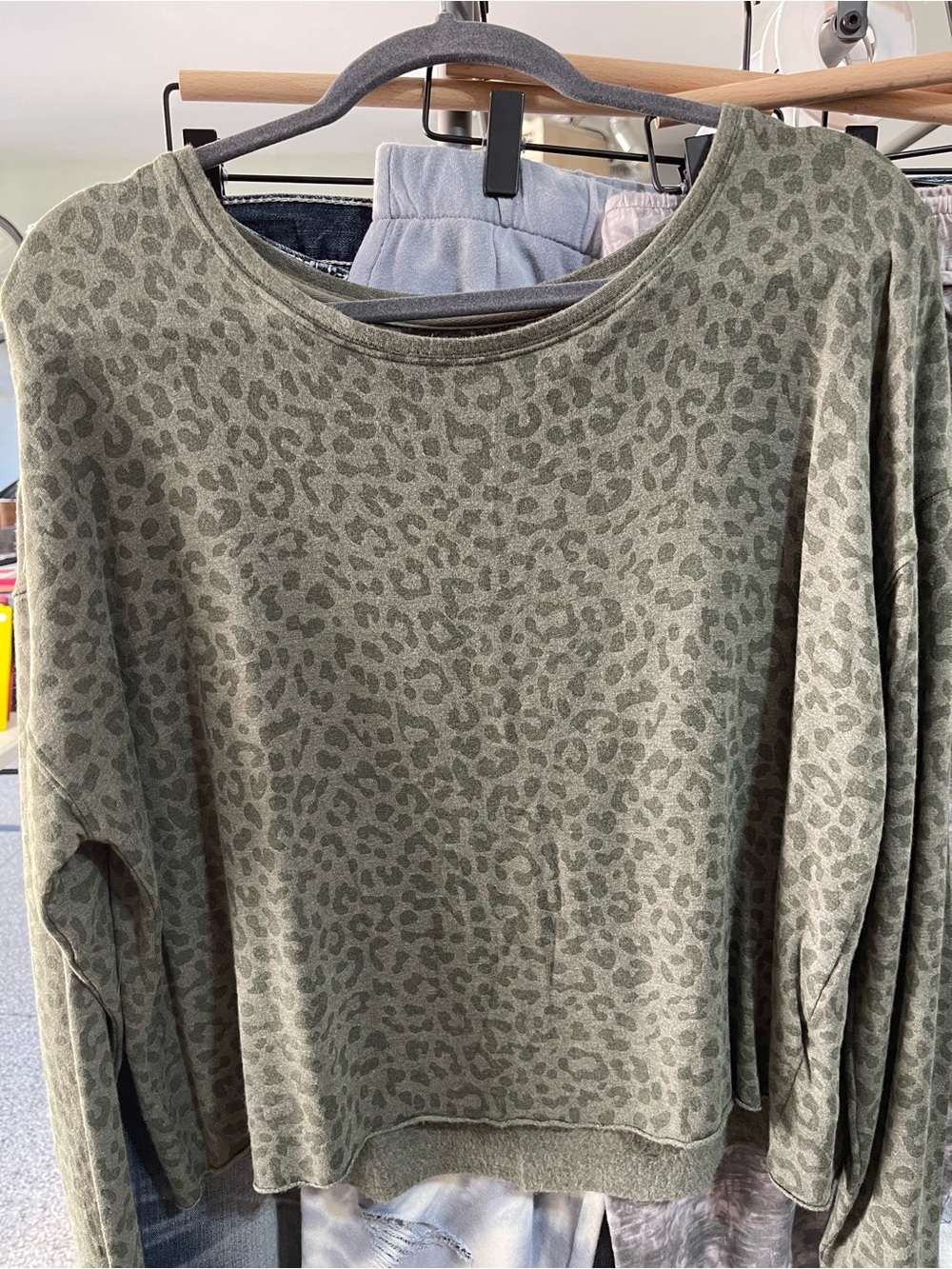 Thread & Supply Olive Leopard Crewneck Sweatshirt
